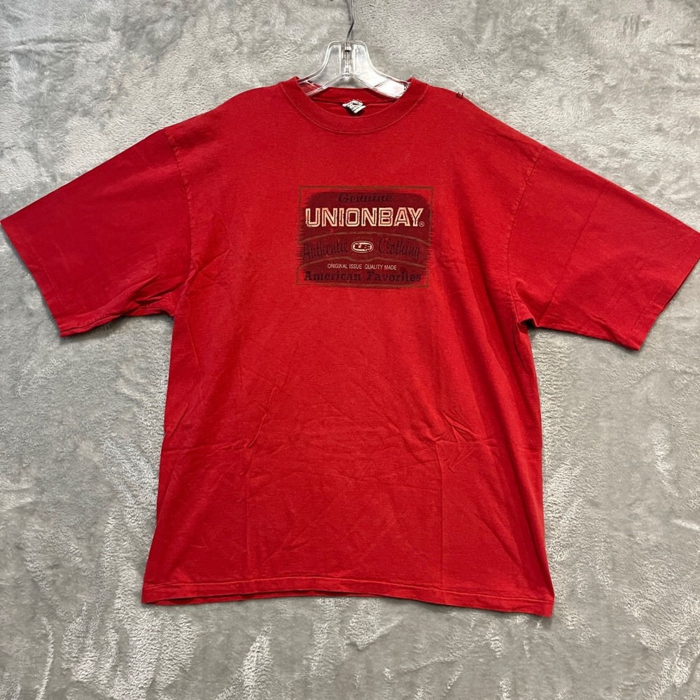 Unionbay Graphic T-Shirt Mens XL Red Vintage 90s Y2K Made in USA Single Stitch